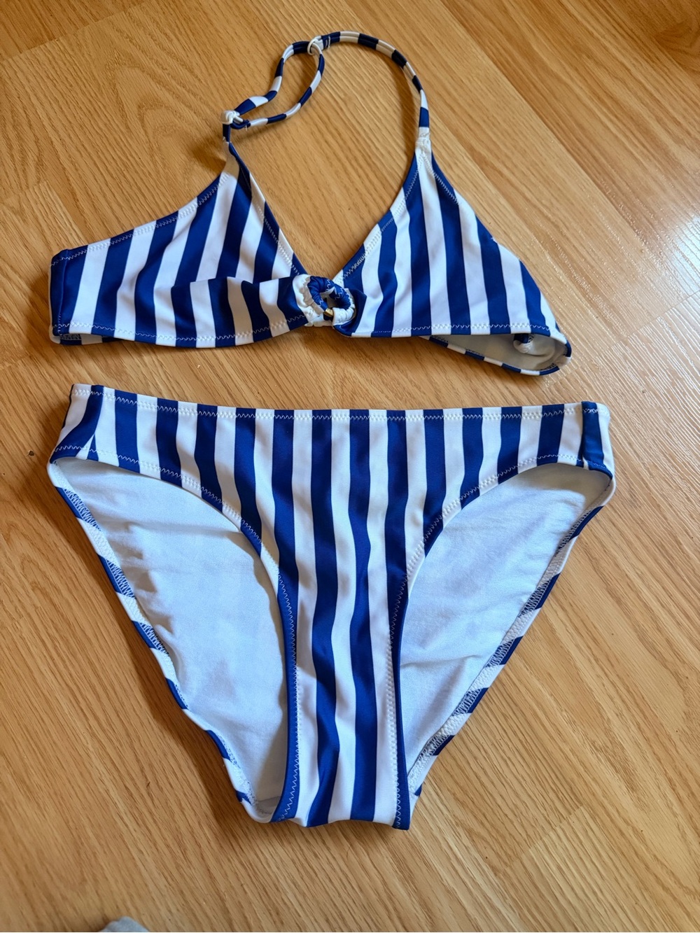 H&M Blue and White Striped Bikini Set